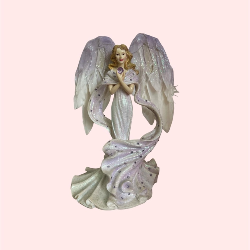 Elegant Angel Figurine in White and Purple